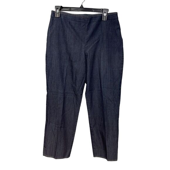 St John Cropped Capri Pants Womens 8 Blue Side Zip Casual‎ Denim Lightweight - Picture 1 of 6